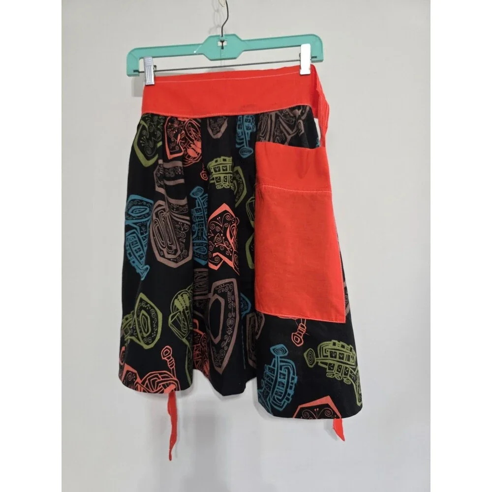 Vintage Half Apron Handmade Jazz Instruments Atomic Print Mid Century Mod MCM